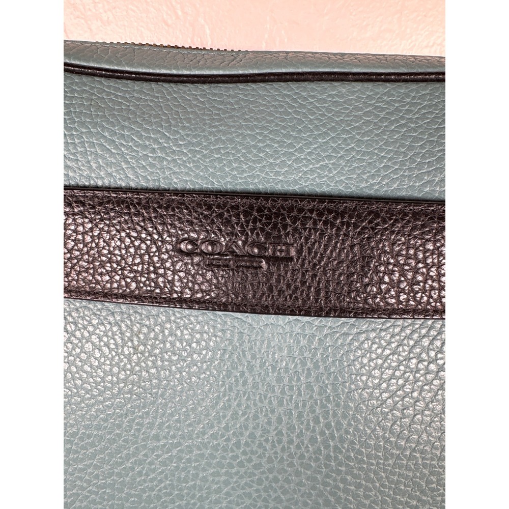 Coach Gharles Camera Bag Blue/Green Black Pebbled Leather Crossbody Messenger - Picture 2 of 9